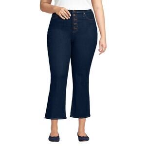 NWT Lands’ End Recover High Rise Button Front Kick Flare Crop Jeans Size 26W